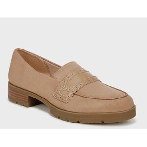 LifeStride Womens London Penny Loafers 12M Tan Suede & Faux Leather Upper NEW
